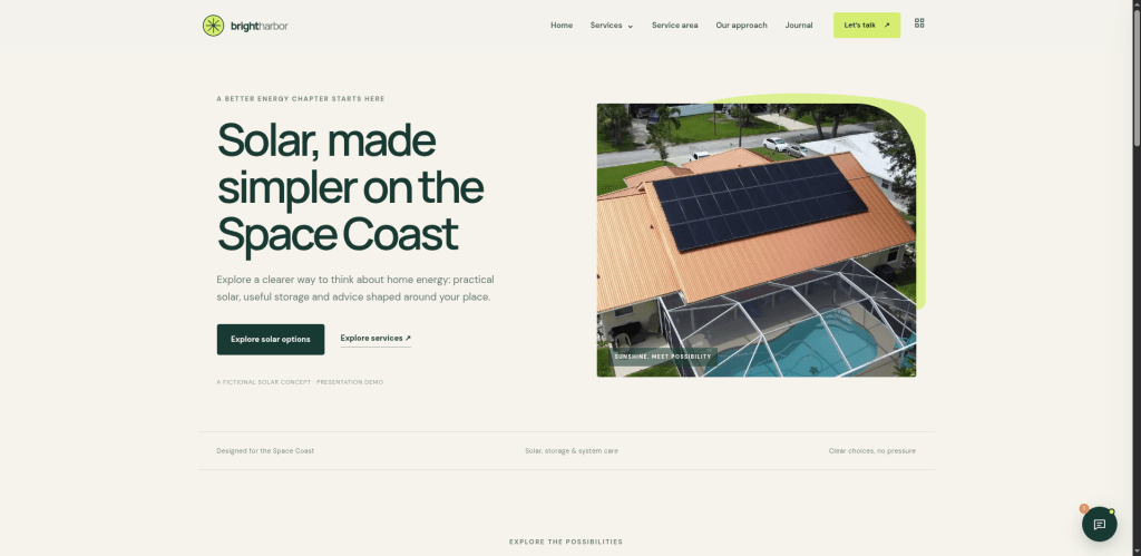 Bright Harbor demo website homepage